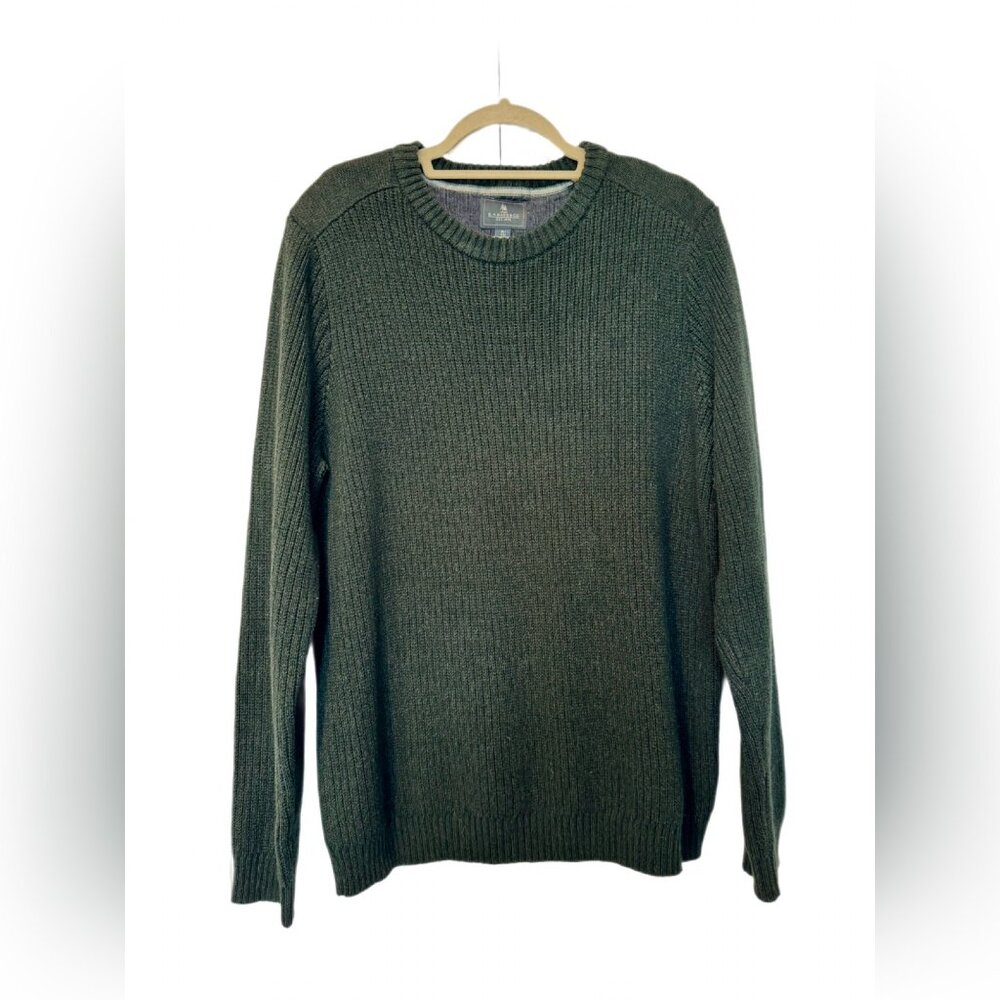 G.H. BASS & CO. Dark Green Cable Knit Pullover Sweater